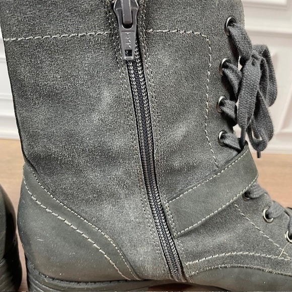 ABEO Verity Leather Combat/Moto Boots Lace Up Buckle Accent EUC Gray Size 9.5N - Picture 11 of 16